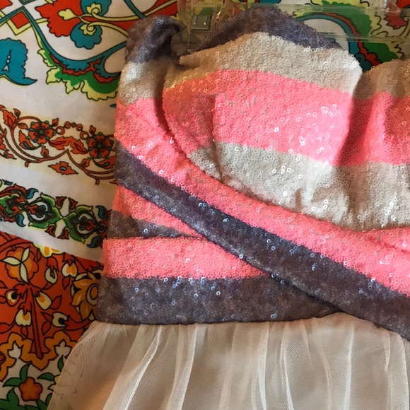 cream, pink, and purple sequin homecoming dress - Picture 2 of 4